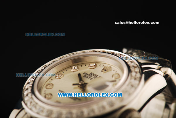 Rolex Datejust Automatic Movement ETA Coating Case with Silver Dial and Diamond Bezel-Lady Model - Click Image to Close